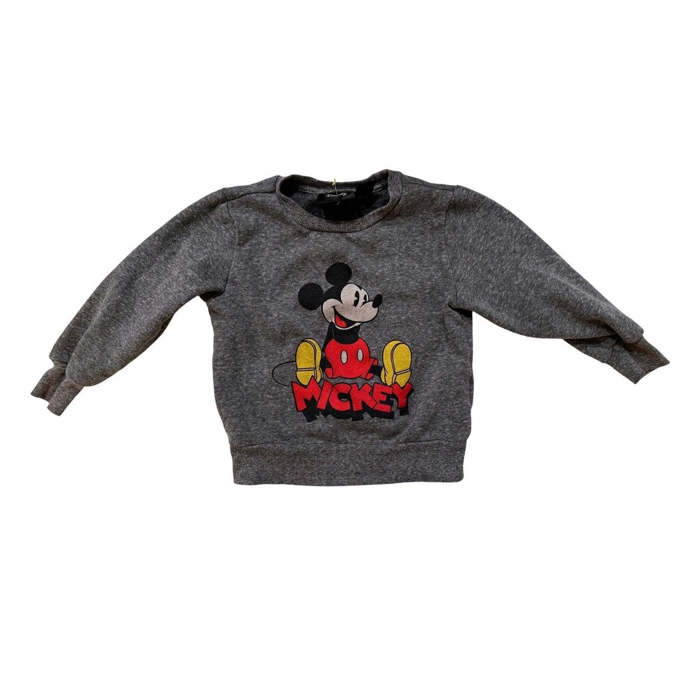 Disney Mickey Mouse Sweatshirt Toddler 3T Gray‎ Y2K Fadder Kidcore Cartoon